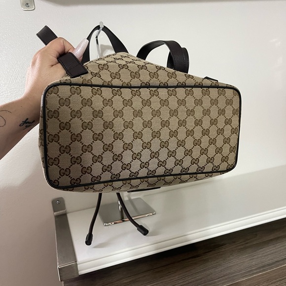 GUCCI Monogram Dollar Calfskin O Drawstring Backpack- AUTHENTIC - Picture 4 of 8